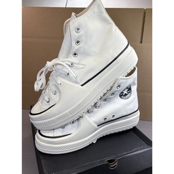 Converse CTAS Construct Hi White/Black /Egret A02832C Unisex 12M/13.5W NWB! - Picture 3 of 7